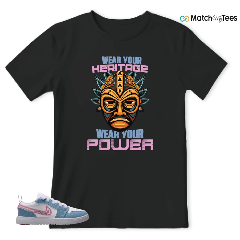 NIKE AIR JORDAN 1 LOW GS DENIM SEQUIN SNEAKER Matching Tees t-shirt