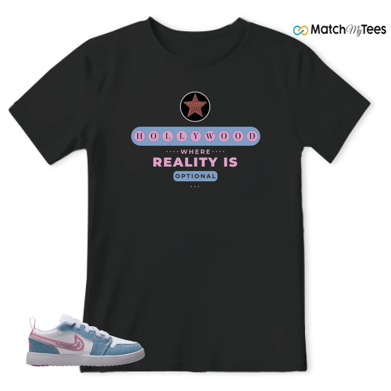 NIKE AIR JORDAN 1 LOW GS DENIM SEQUIN SNEAKER Matching Tees t-shirt