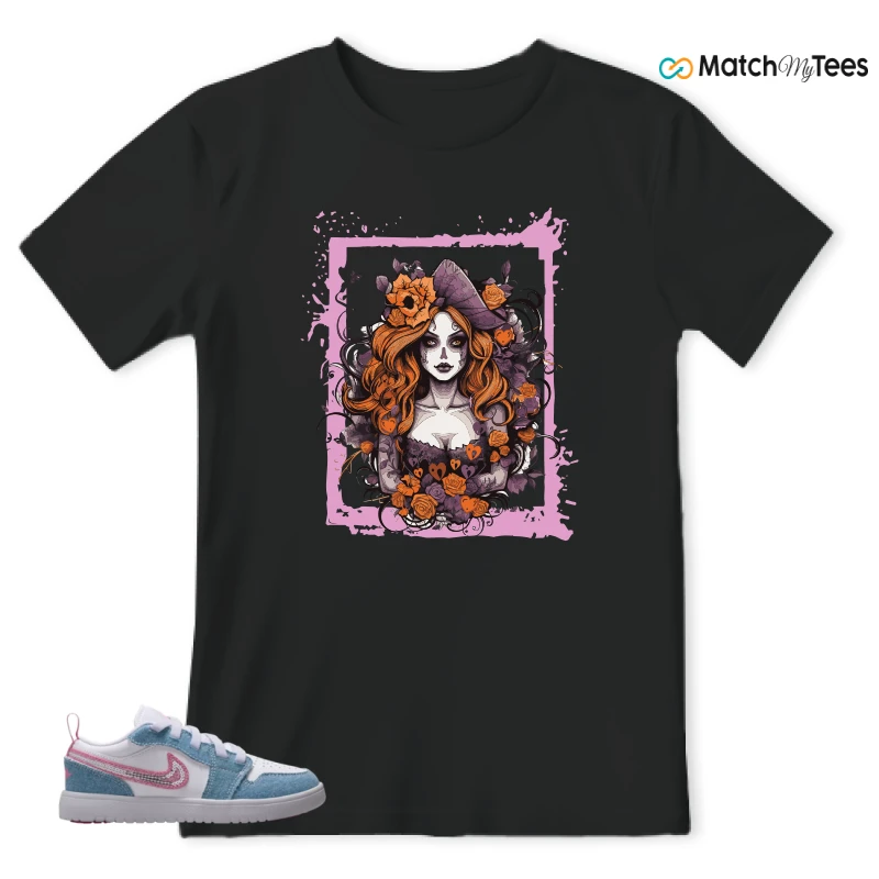 NIKE AIR JORDAN 1 LOW GS DENIM SEQUIN SNEAKER Matching Tees t-shirt