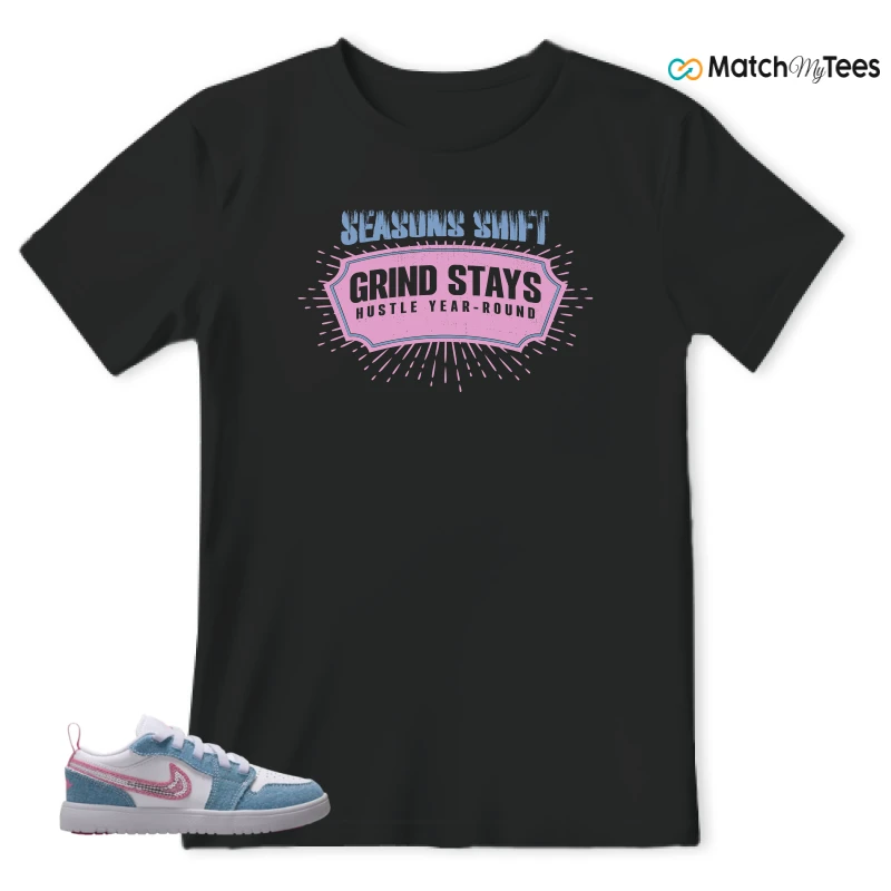 NIKE AIR JORDAN 1 LOW GS DENIM SEQUIN SNEAKER Matching Tees t-shirt