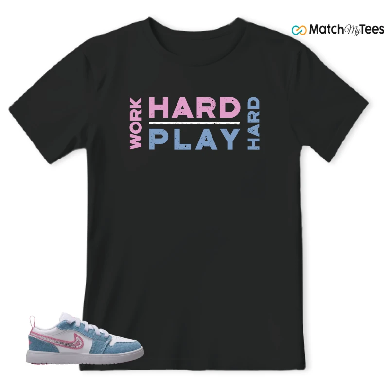 NIKE AIR JORDAN 1 LOW GS DENIM SEQUIN SNEAKER Matching Tees t-shirt