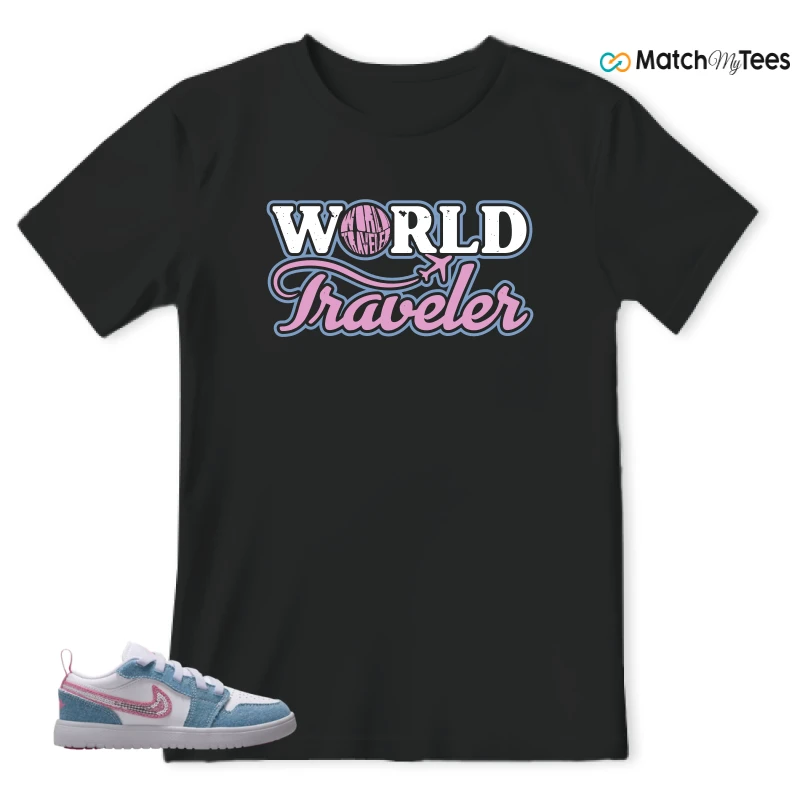 NIKE AIR JORDAN 1 LOW GS DENIM SEQUIN SNEAKER Matching Tees t-shirt