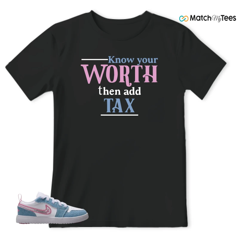 NIKE AIR JORDAN 1 LOW GS DENIM SEQUIN SNEAKER Matching Tees t-shirt