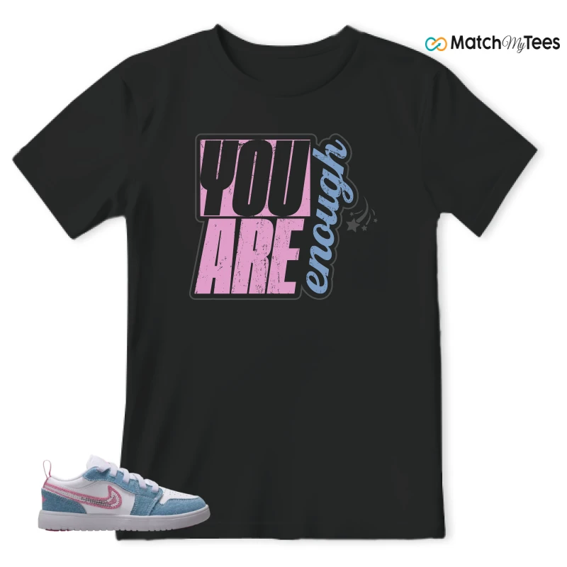 NIKE AIR JORDAN 1 LOW GS DENIM SEQUIN SNEAKER Matching Tees t-shirt