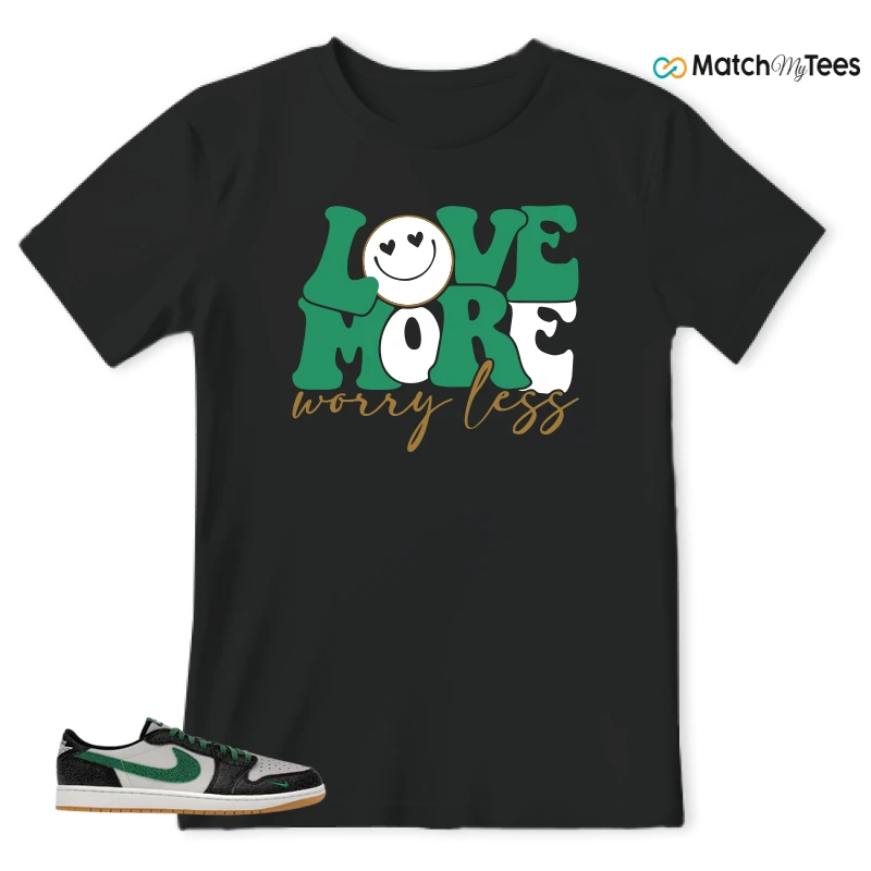 NIKE AIR JORDAN 1 LOW GS PHANTOM PINE GREEN SNEAKER/PHANTOM/PINE GREEN/BLACK matching T-shirt