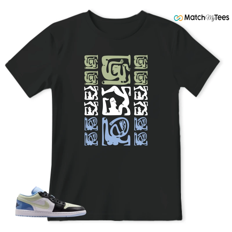 NIKE AIR JORDAN 1 LOW MISMATCHED PATENT SNEAKER Matching Tees t-shirt