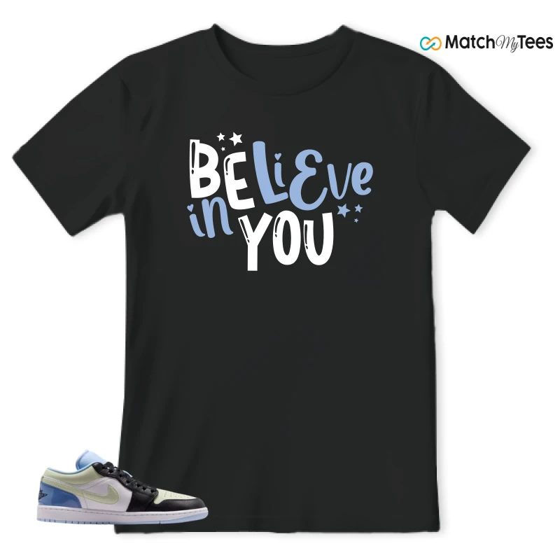 NIKE AIR JORDAN 1 LOW MISMATCHED PATENT SNEAKER Matching Tees t-shirt