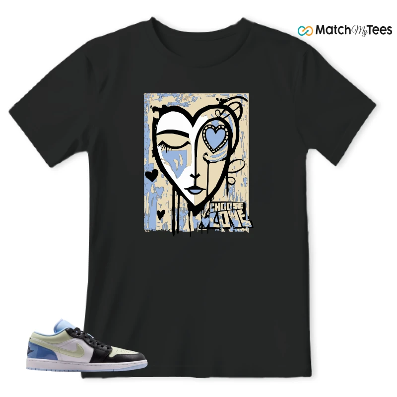 NIKE AIR JORDAN 1 LOW MISMATCHED PATENT SNEAKER Matching Tees t-shirt