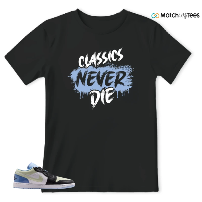 NIKE AIR JORDAN 1 LOW MISMATCHED PATENT SNEAKER Matching Tees t-shirt