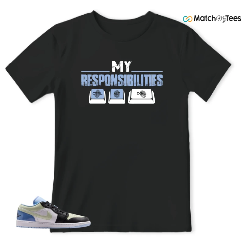 NIKE AIR JORDAN 1 LOW MISMATCHED PATENT SNEAKER Matching Tees t-shirt