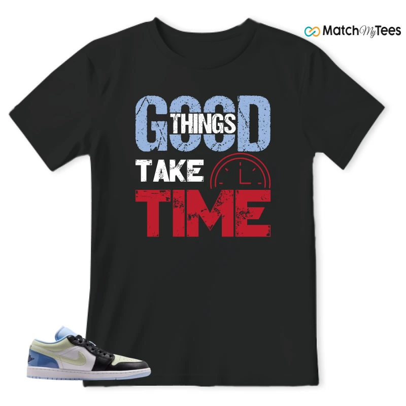 NIKE AIR JORDAN 1 LOW MISMATCHED PATENT SNEAKER Matching Tees t-shirt