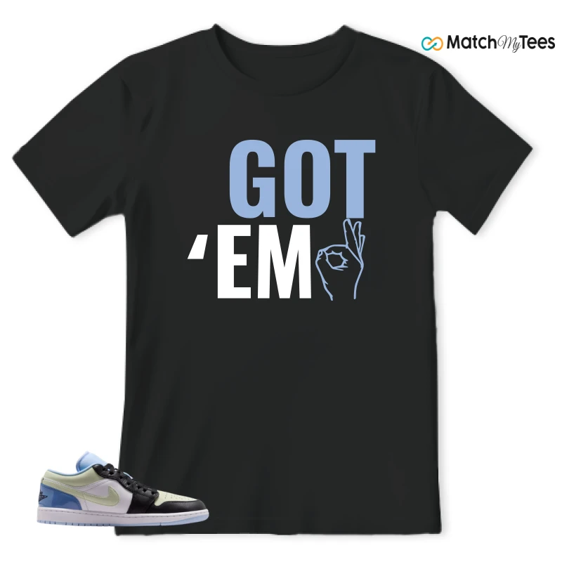 NIKE AIR JORDAN 1 LOW MISMATCHED PATENT SNEAKER Matching Tees t-shirt