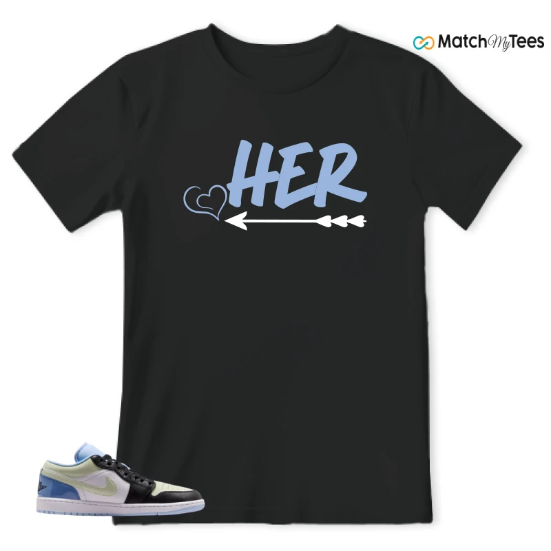 NIKE AIR JORDAN 1 LOW MISMATCHED PATENT SNEAKER Matching Tees t-shirt