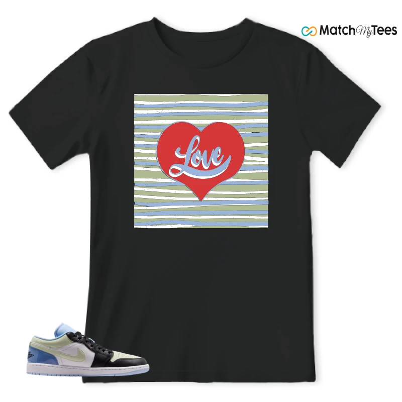 NIKE AIR JORDAN 1 LOW MISMATCHED PATENT SNEAKER Matching Tees t-shirt