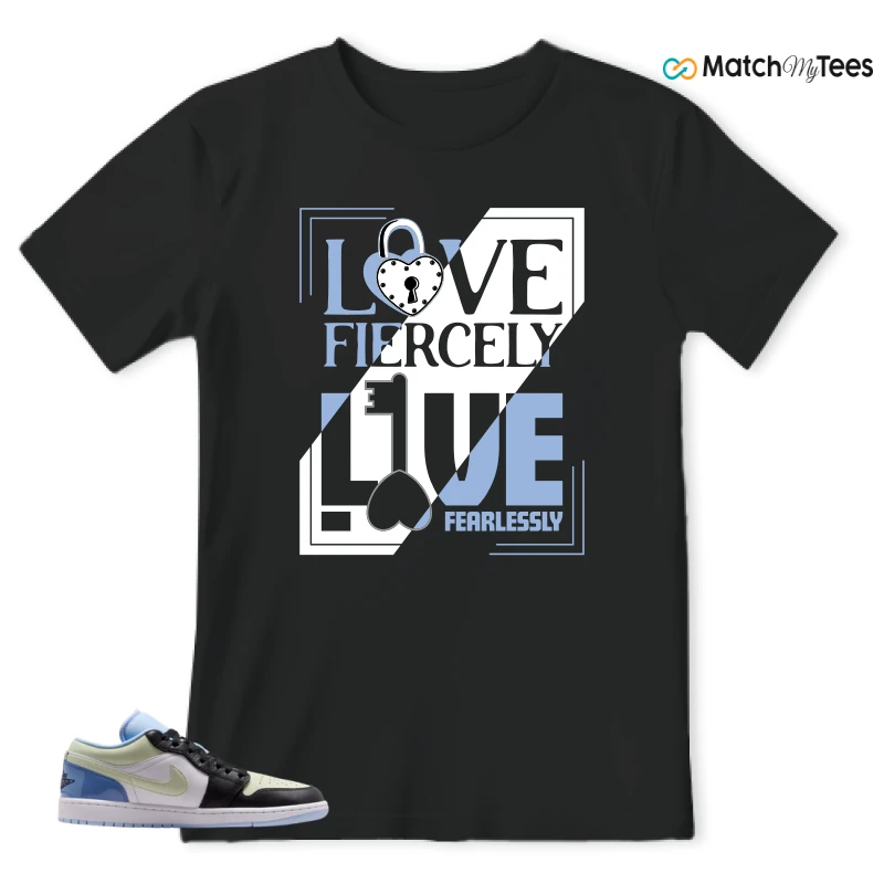 NIKE AIR JORDAN 1 LOW MISMATCHED PATENT SNEAKER Matching Tees t-shirt