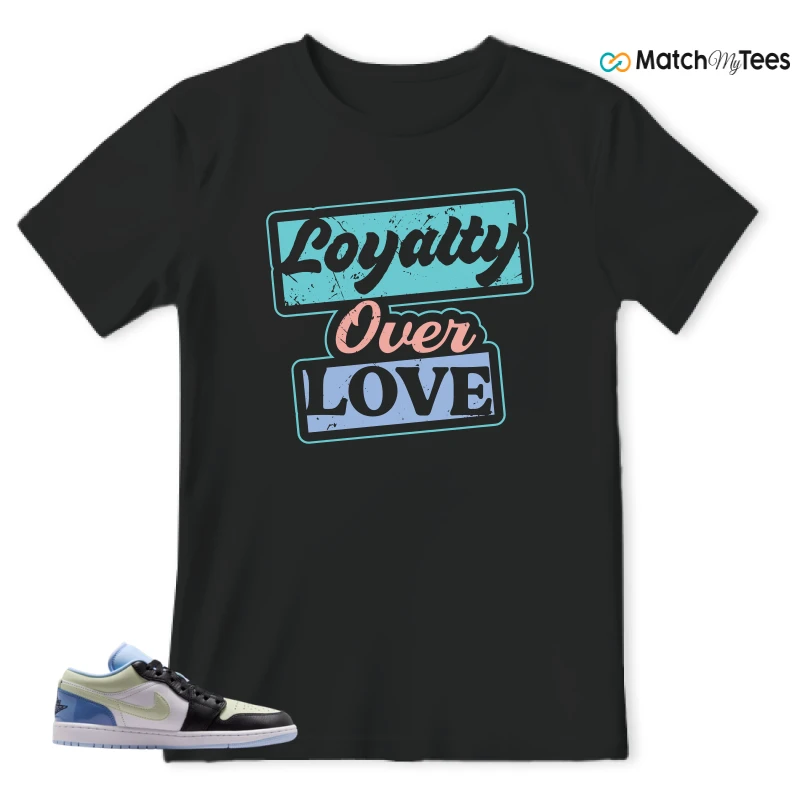 NIKE AIR JORDAN 1 LOW MISMATCHED PATENT SNEAKER Matching Tees t-shirt