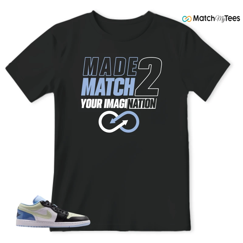NIKE AIR JORDAN 1 LOW MISMATCHED PATENT SNEAKER Matching Tees t-shirt