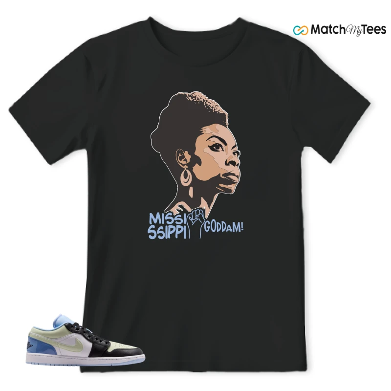 NIKE AIR JORDAN 1 LOW MISMATCHED PATENT SNEAKER Matching Tees t-shirt