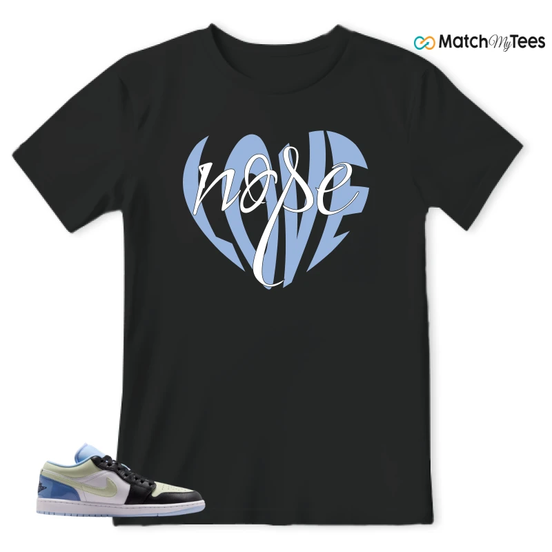 NIKE AIR JORDAN 1 LOW MISMATCHED PATENT SNEAKER Matching Tees t-shirt