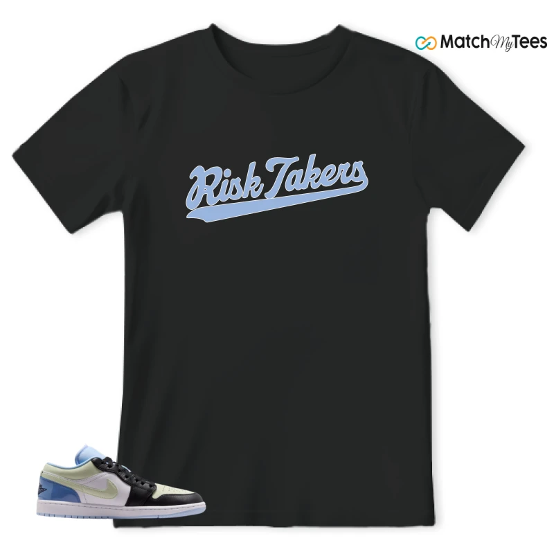 NIKE AIR JORDAN 1 LOW MISMATCHED PATENT SNEAKER/BLACK/WHITE-PINK SPELL matching T-shirt