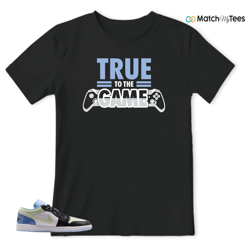 NIKE AIR JORDAN 1 LOW MISMATCHED PATENT SNEAKER Matching Tees t-shirt