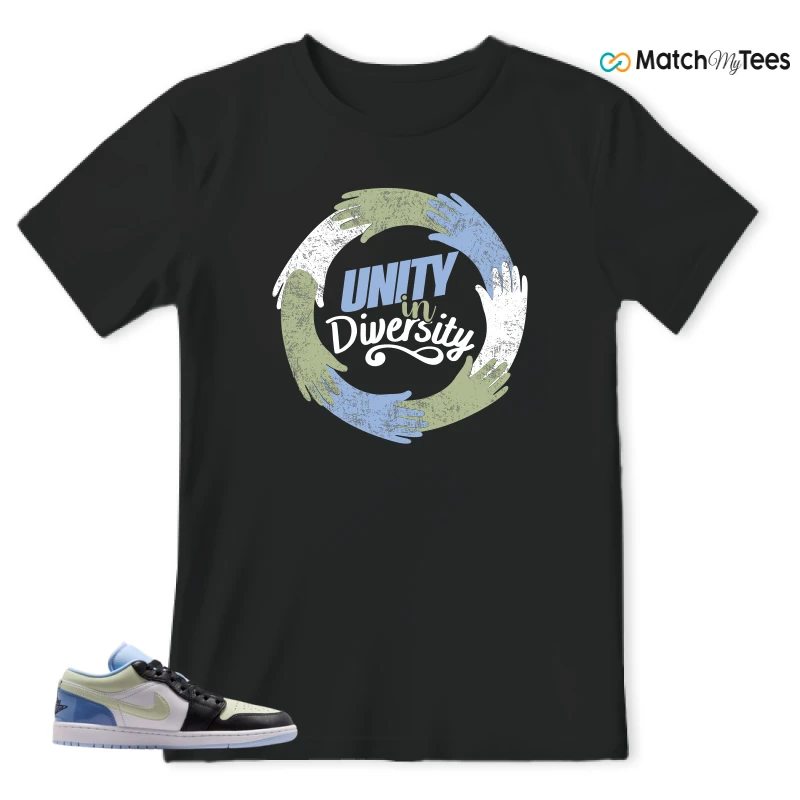 NIKE AIR JORDAN 1 LOW MISMATCHED PATENT SNEAKER Matching Tees t-shirt