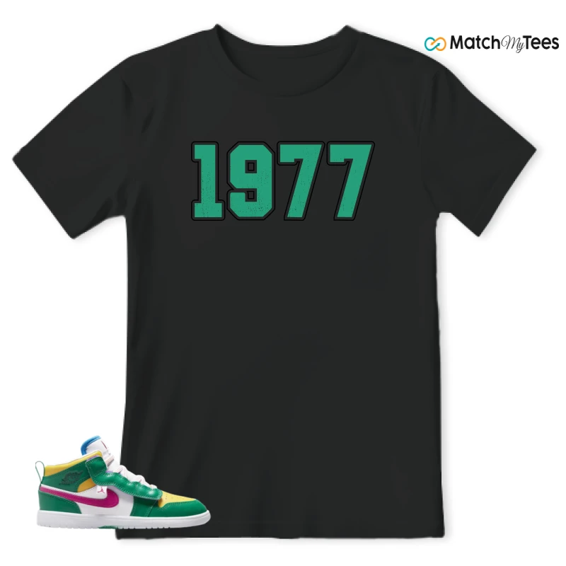 NIKE AIR JORDAN 1 MID ALT MALACHITE WHITE UNIVERSITY GOLD ACTIVE PINK (PS) SNEAKER Matching Tees t-shirt