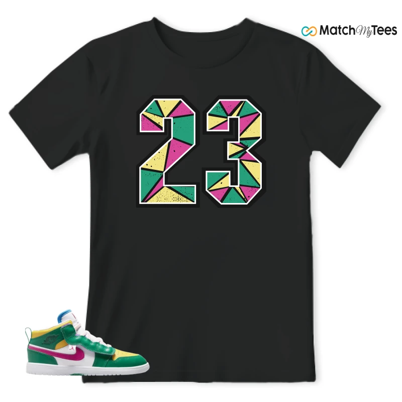 NIKE AIR JORDAN 1 MID ALT MALACHITE WHITE UNIVERSITY GOLD ACTIVE PINK (PS) SNEAKER Matching Tees t-shirt