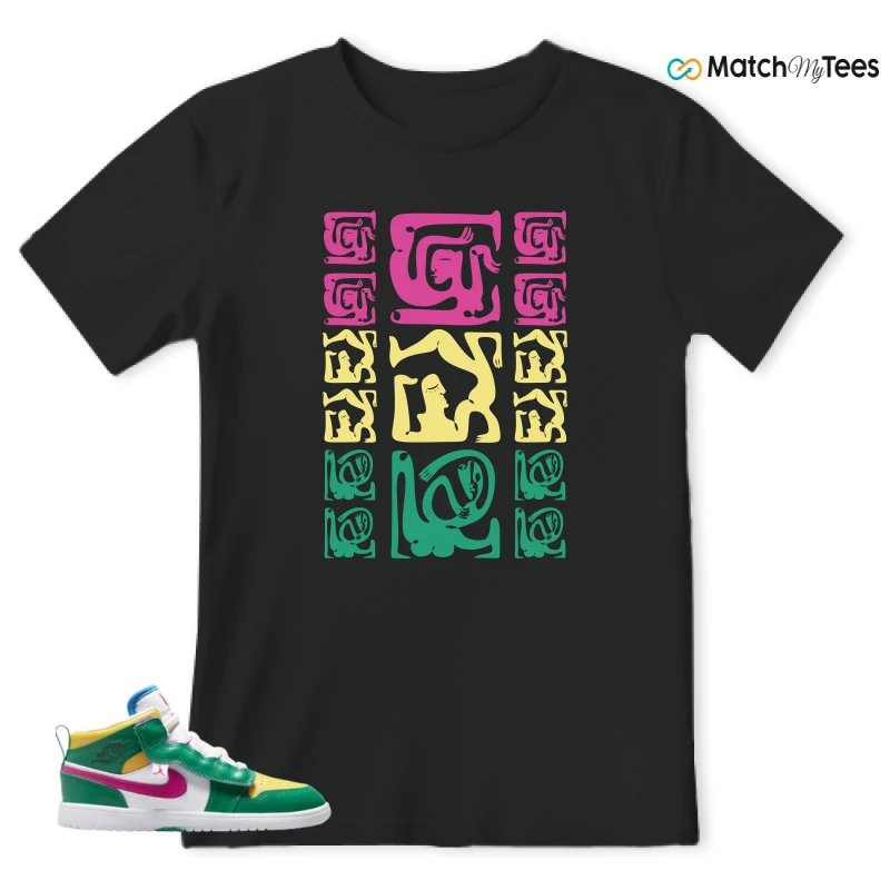 NIKE AIR JORDAN 1 MID ALT MALACHITE WHITE UNIVERSITY GOLD ACTIVE PINK (PS) SNEAKER Matching Tees t-shirt