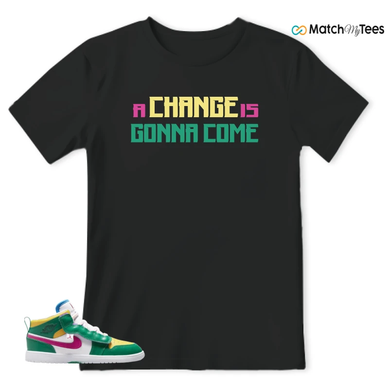 NIKE AIR JORDAN 1 MID ALT MALACHITE WHITE UNIVERSITY GOLD ACTIVE PINK (PS) SNEAKER Matching Tees t-shirt