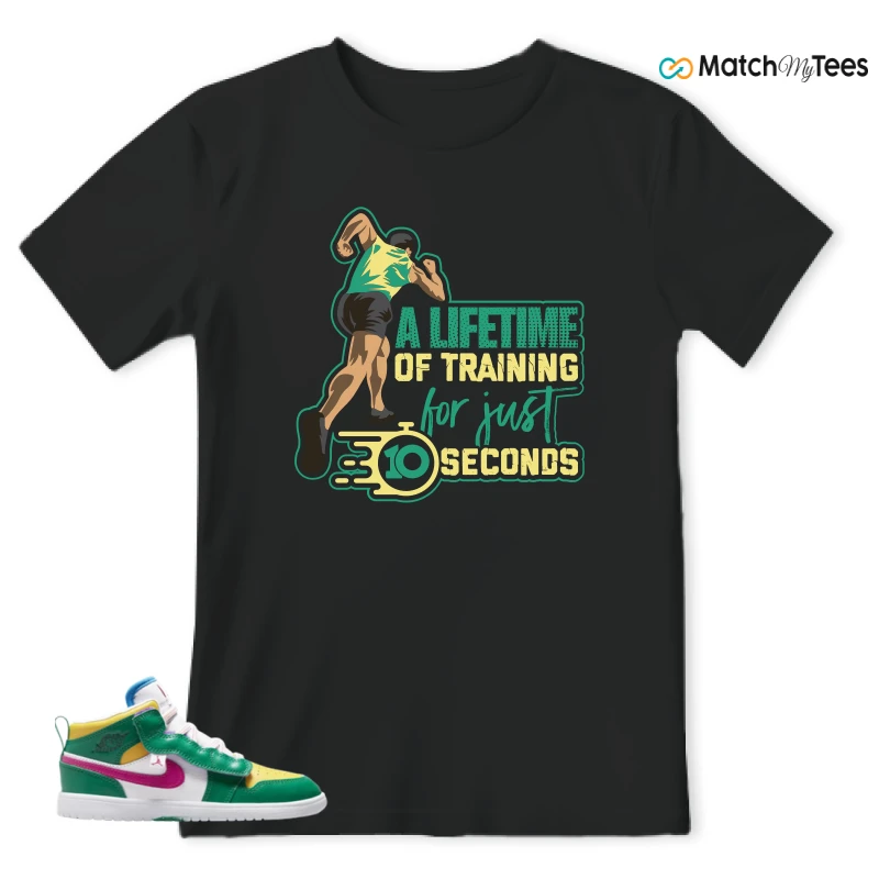 NIKE AIR JORDAN 1 MID ALT MALACHITE WHITE UNIVERSITY GOLD ACTIVE PINK (PS) SNEAKER Matching Tees t-shirt