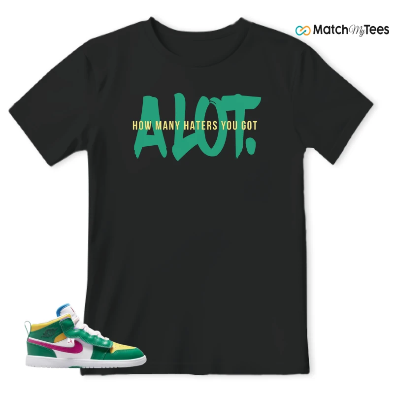 NIKE AIR JORDAN 1 MID ALT MALACHITE WHITE UNIVERSITY GOLD ACTIVE PINK (PS) SNEAKER Matching Tees t-shirt