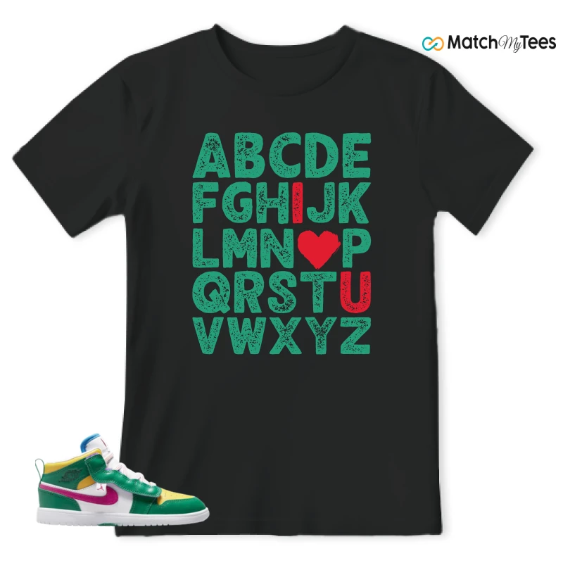 NIKE AIR JORDAN 1 MID ALT MALACHITE WHITE UNIVERSITY GOLD ACTIVE PINK (PS) SNEAKER Matching Tees t-shirt