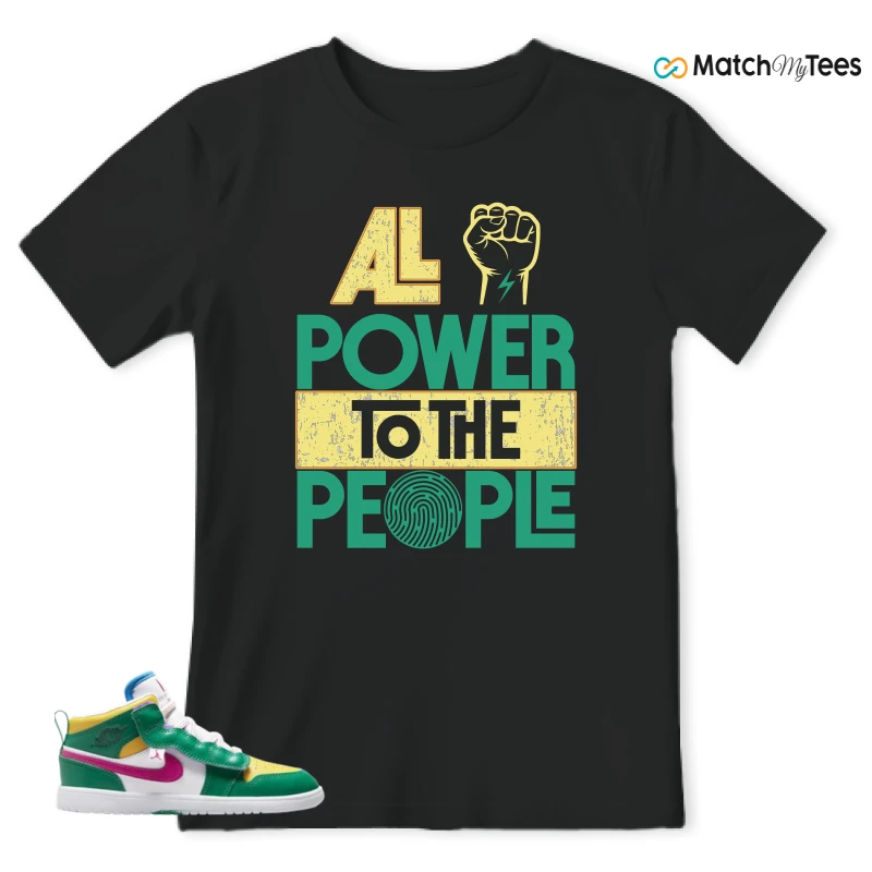 NIKE AIR JORDAN 1 MID ALT MALACHITE WHITE UNIVERSITY GOLD ACTIVE PINK (PS) SNEAKER Matching Tees t-shirt