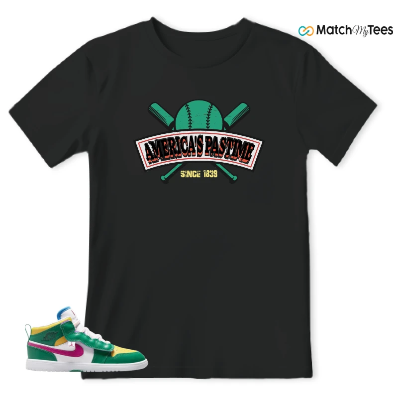 NIKE AIR JORDAN 1 MID ALT MALACHITE WHITE UNIVERSITY GOLD ACTIVE PINK (PS) SNEAKER Matching Tees t-shirt