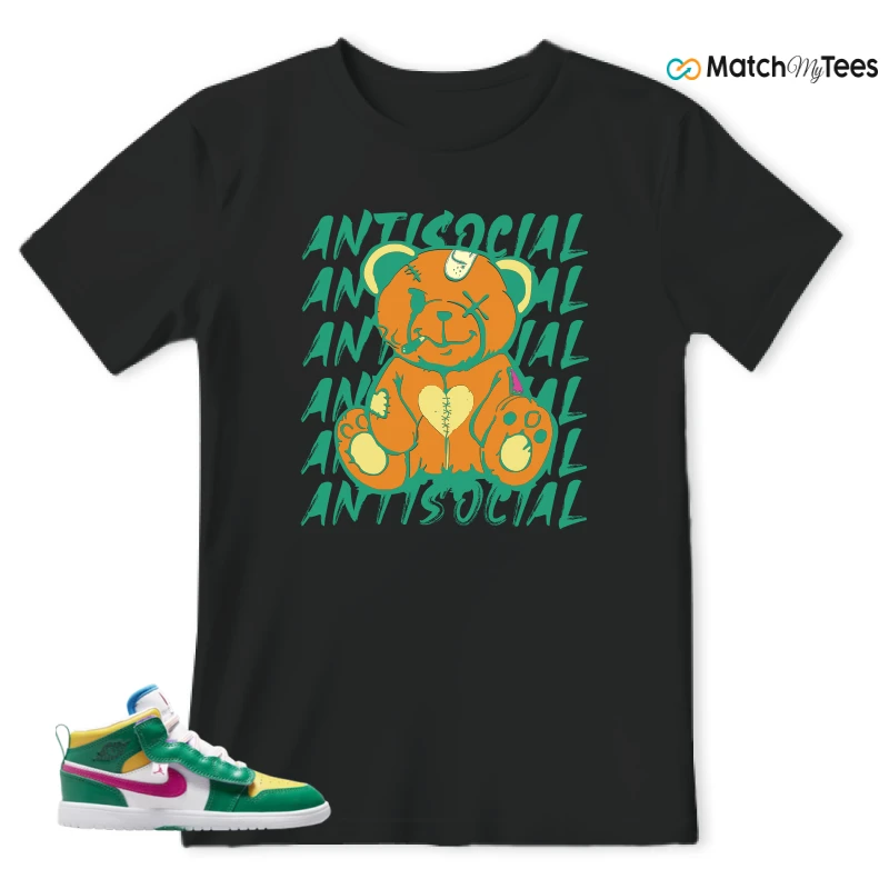NIKE AIR JORDAN 1 MID ALT MALACHITE WHITE UNIVERSITY GOLD ACTIVE PINK (PS) SNEAKER Matching Tees t-shirt