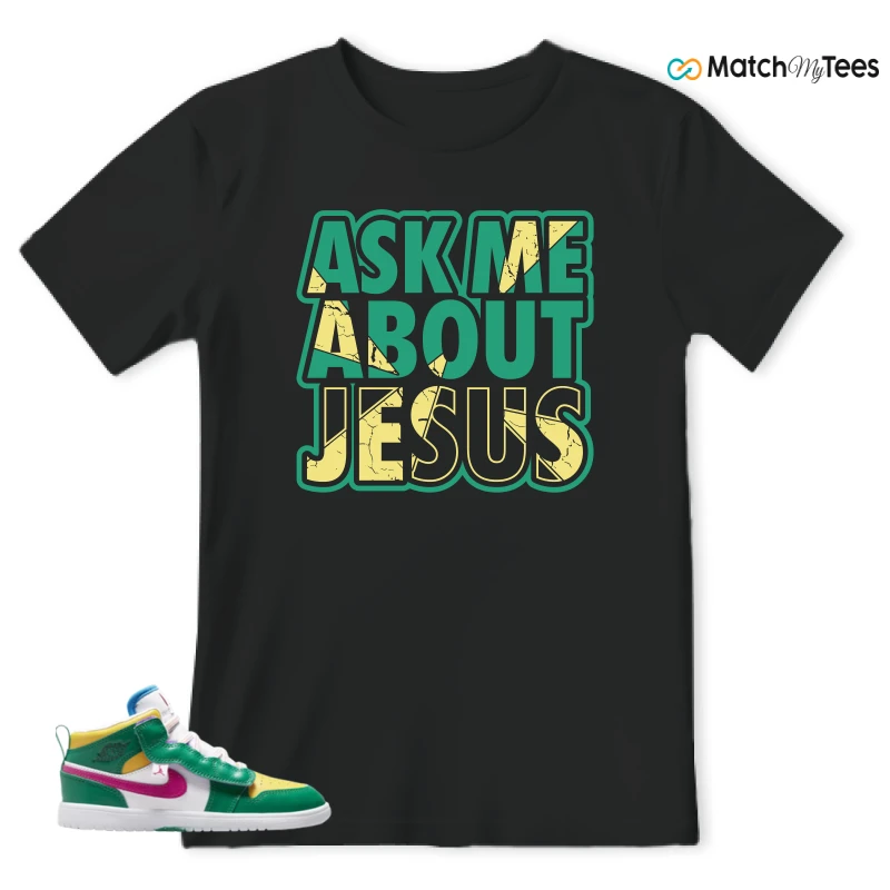 NIKE AIR JORDAN 1 MID ALT MALACHITE WHITE UNIVERSITY GOLD ACTIVE PINK (PS) SNEAKER Matching Tees t-shirt
