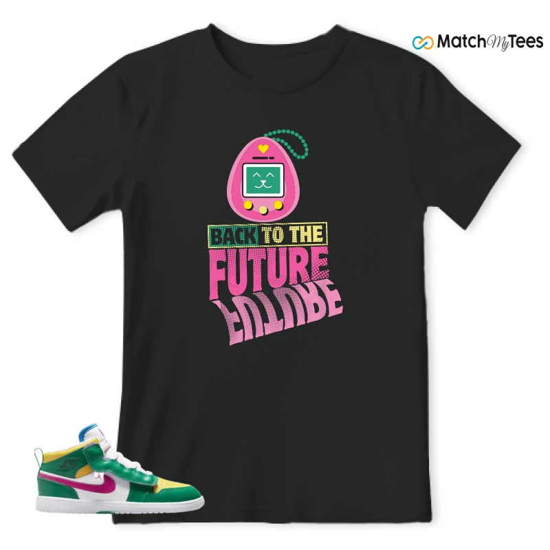 NIKE AIR JORDAN 1 MID ALT MALACHITE WHITE UNIVERSITY GOLD ACTIVE PINK (PS) SNEAKER Matching Tees t-shirt