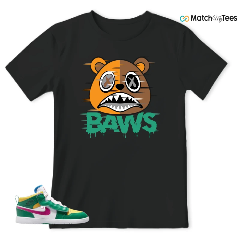NIKE AIR JORDAN 1 MID ALT MALACHITE WHITE UNIVERSITY GOLD ACTIVE PINK (PS) SNEAKER Matching Tees t-shirt