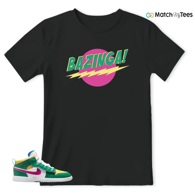 NIKE AIR JORDAN 1 MID ALT MALACHITE WHITE UNIVERSITY GOLD ACTIVE PINK (PS) SNEAKER Matching Tees t-shirt