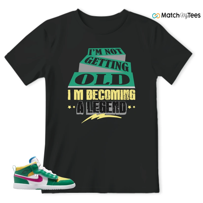 NIKE AIR JORDAN 1 MID ALT MALACHITE WHITE UNIVERSITY GOLD ACTIVE PINK (PS) SNEAKER Matching Tees t-shirt