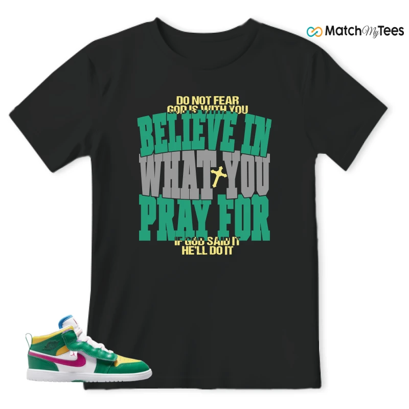 NIKE AIR JORDAN 1 MID ALT MALACHITE WHITE UNIVERSITY GOLD ACTIVE PINK (PS) SNEAKER Matching Tees t-shirt