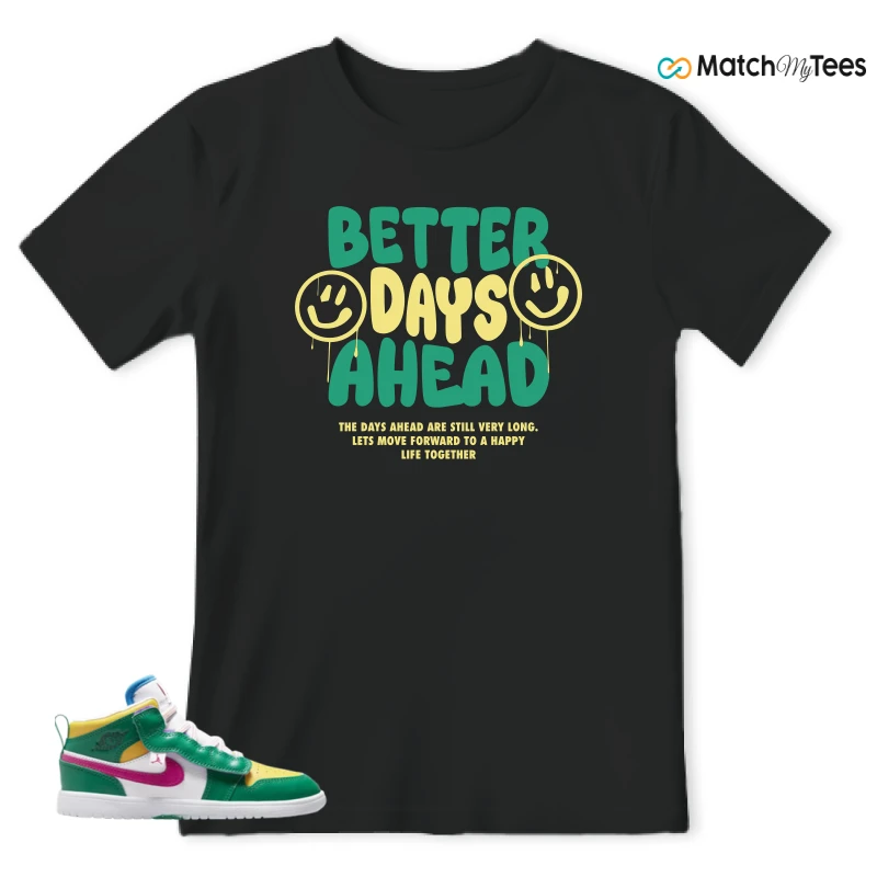 NIKE AIR JORDAN 1 MID ALT MALACHITE WHITE UNIVERSITY GOLD ACTIVE PINK (PS) SNEAKER Matching Tees t-shirt