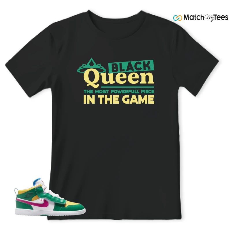 NIKE AIR JORDAN 1 MID ALT MALACHITE WHITE UNIVERSITY GOLD ACTIVE PINK (PS) SNEAKER Matching Tees t-shirt