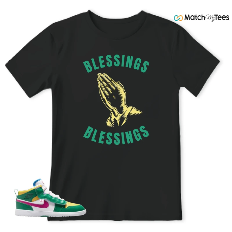 NIKE AIR JORDAN 1 MID ALT MALACHITE WHITE UNIVERSITY GOLD ACTIVE PINK (PS) SNEAKER Matching Tees t-shirt