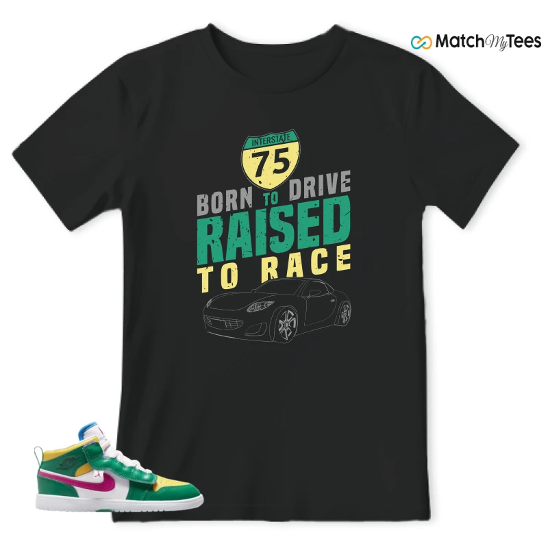 NIKE AIR JORDAN 1 MID ALT MALACHITE WHITE UNIVERSITY GOLD ACTIVE PINK (PS) SNEAKER Matching Tees t-shirt