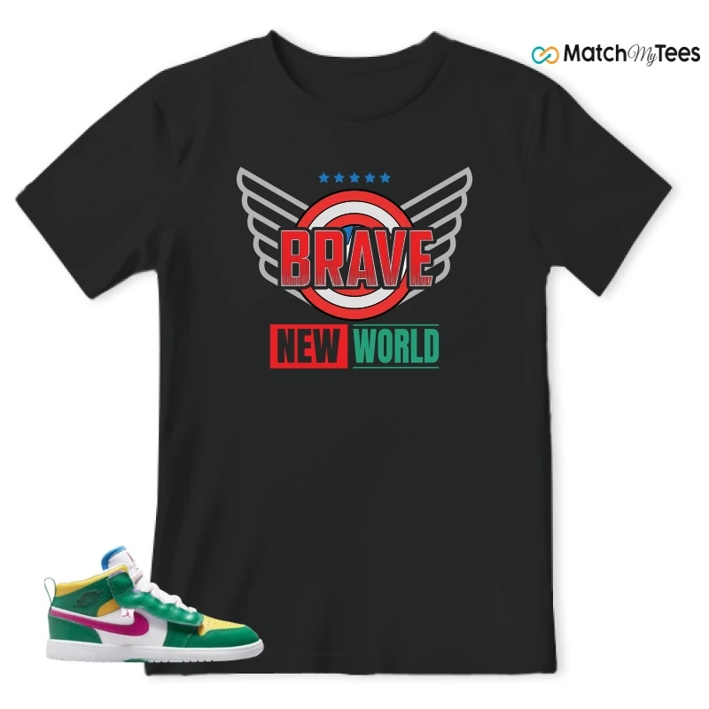 NIKE AIR JORDAN 1 MID ALT MALACHITE WHITE UNIVERSITY GOLD ACTIVE PINK (PS) SNEAKER Matching Tees t-shirt