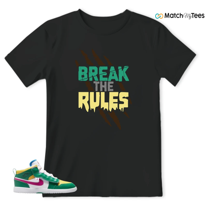 NIKE AIR JORDAN 1 MID ALT MALACHITE WHITE UNIVERSITY GOLD ACTIVE PINK (PS) SNEAKER Matching Tees t-shirt