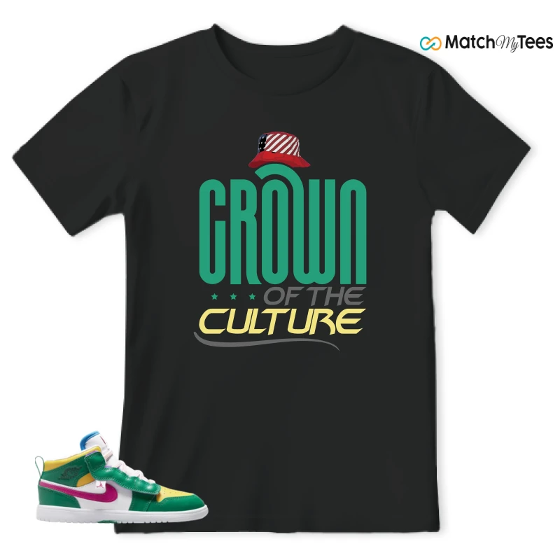 NIKE AIR JORDAN 1 MID ALT MALACHITE WHITE UNIVERSITY GOLD ACTIVE PINK (PS) SNEAKER Matching Tees t-shirt