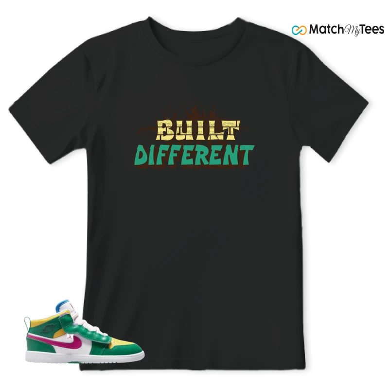NIKE AIR JORDAN 1 MID ALT MALACHITE WHITE UNIVERSITY GOLD ACTIVE PINK (PS) SNEAKER Matching Tees t-shirt